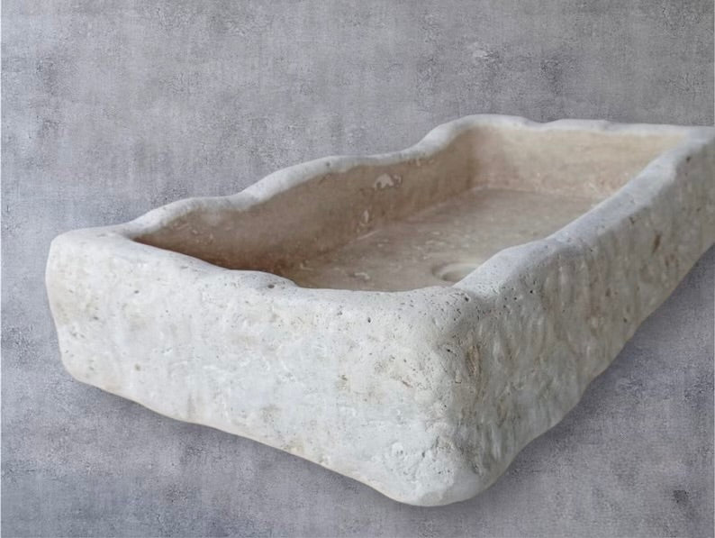 HAND CARVED LIMESTONE SINK 16"X24"X5