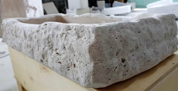 HAND CARVED LIMESTONE SINK 16"X24"X5