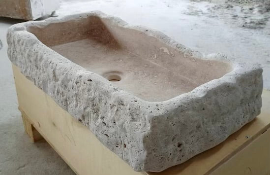 HAND CARVED LIMESTONE SINK 16"X24"X5