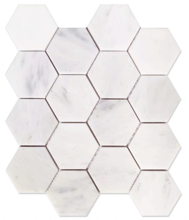 Hexagon Snow White Honed 3 x 3 10.25 x 11.75