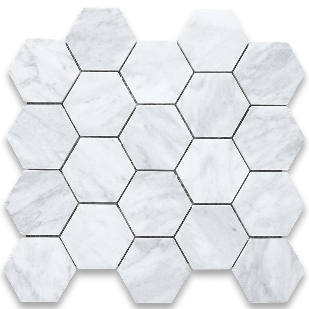 White Carrera 3" Hexagon Marble